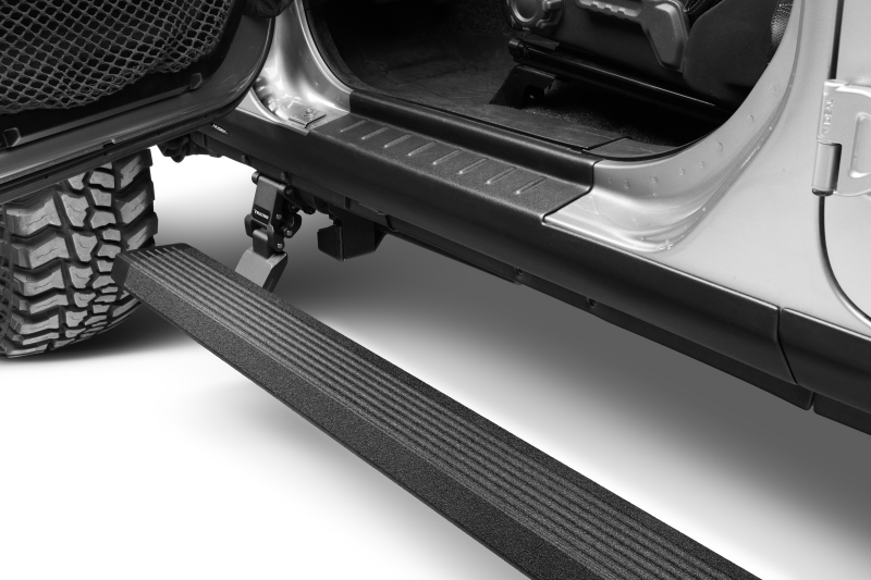 Jeep Wrangler Running Boards - Go Rhino - VoltStep Electric, Bedliner Coating - Black - `18-`24